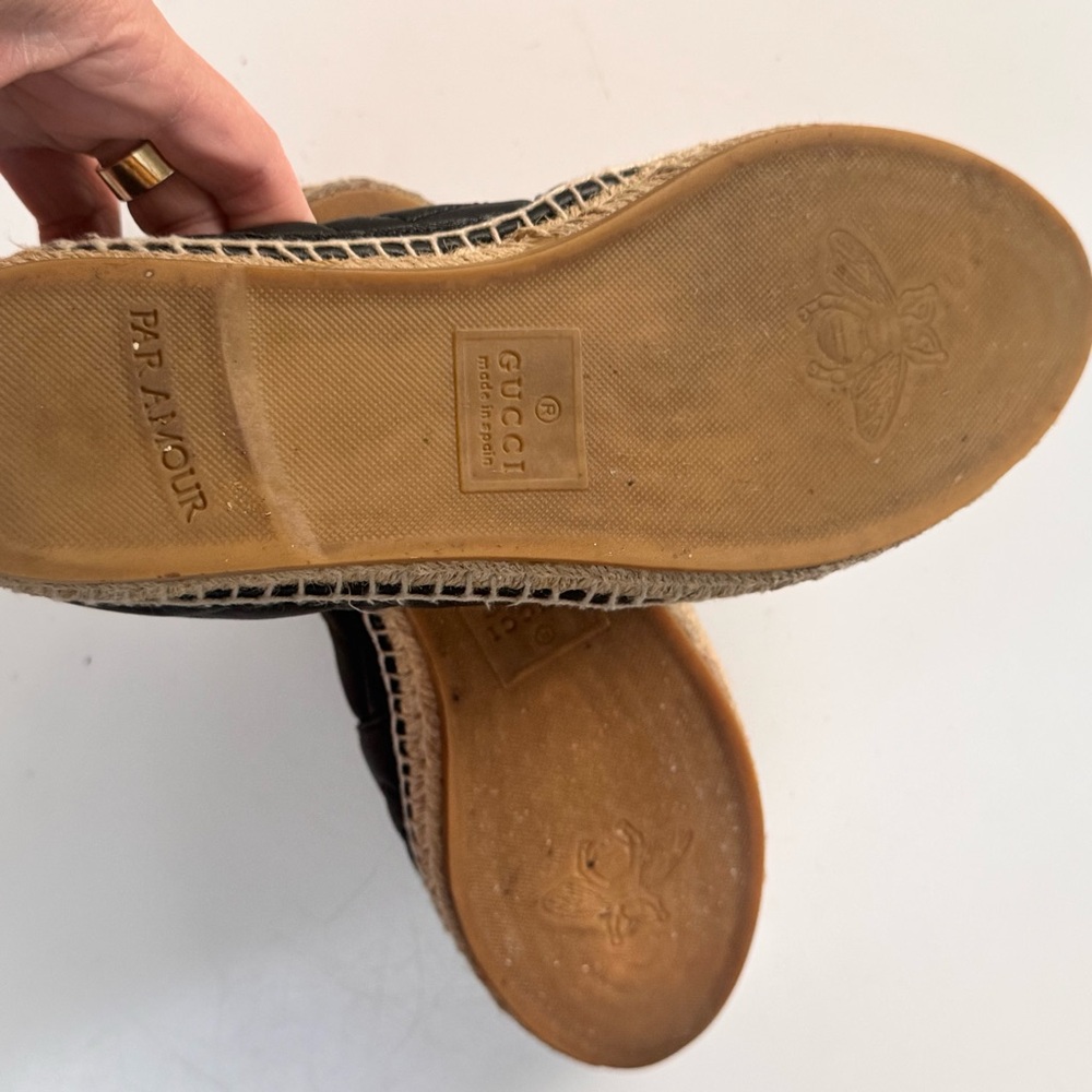 Gucci Black Espadrilles with Gold Logo - Picture 10 of 11